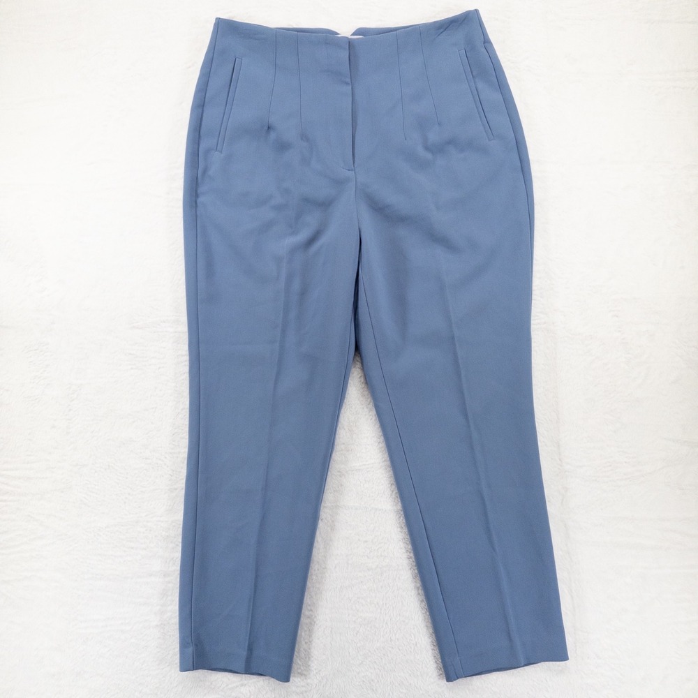 Nine West Womens Tapered Dress Pants Size 12 Blue High Rise Stretch Ankle Career